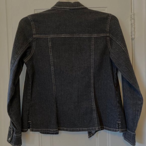 Point Zero ladies Black Denim Shirt Jacket Medium excellent - Picture 2 of 6